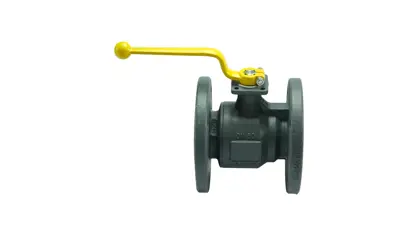 A ball valve with yellow handle