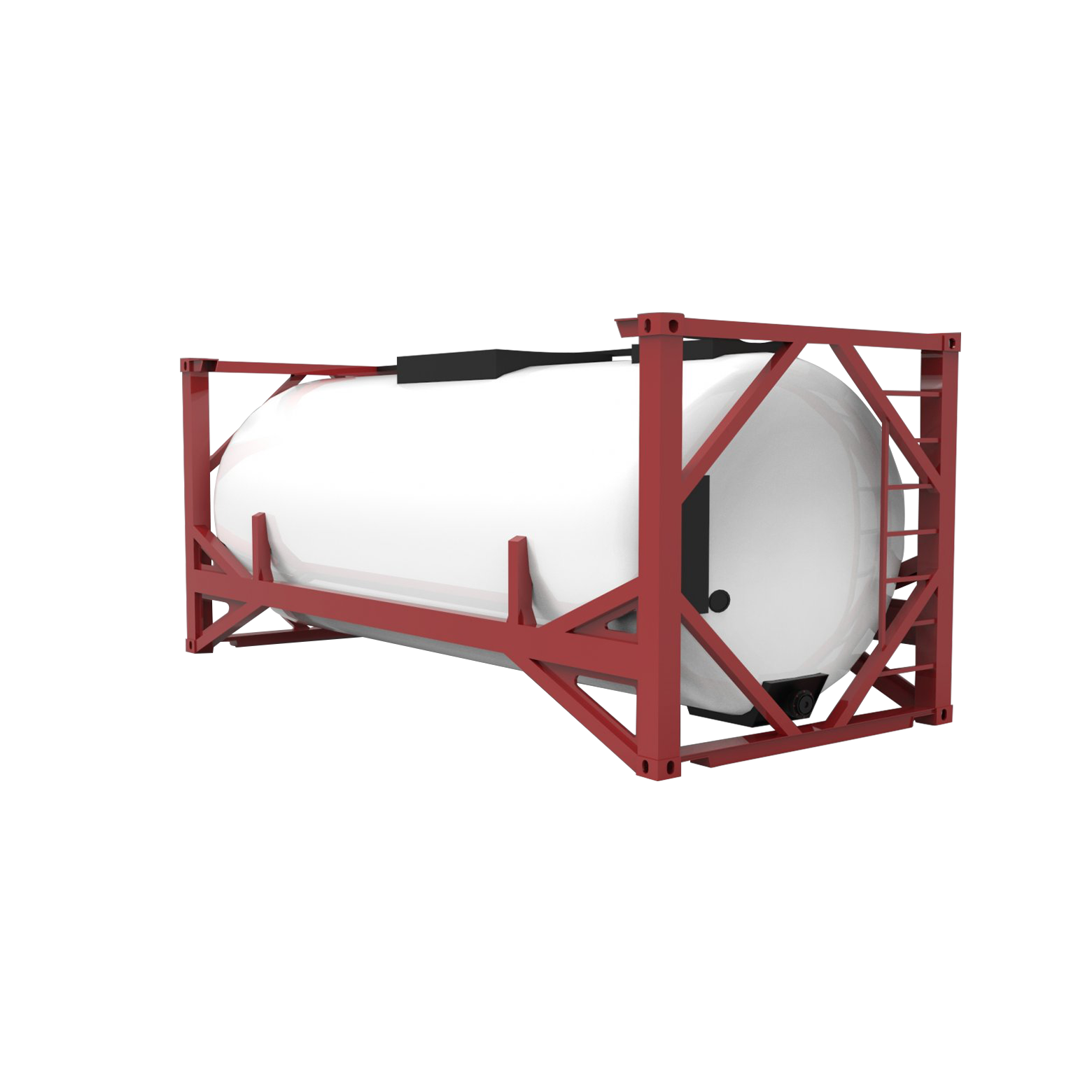 White ISO tank with red construction 