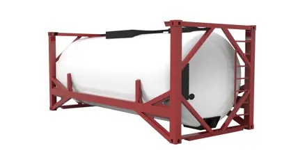 White ISO tank with red construction