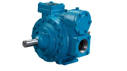 A blue rotary sliding vane pump