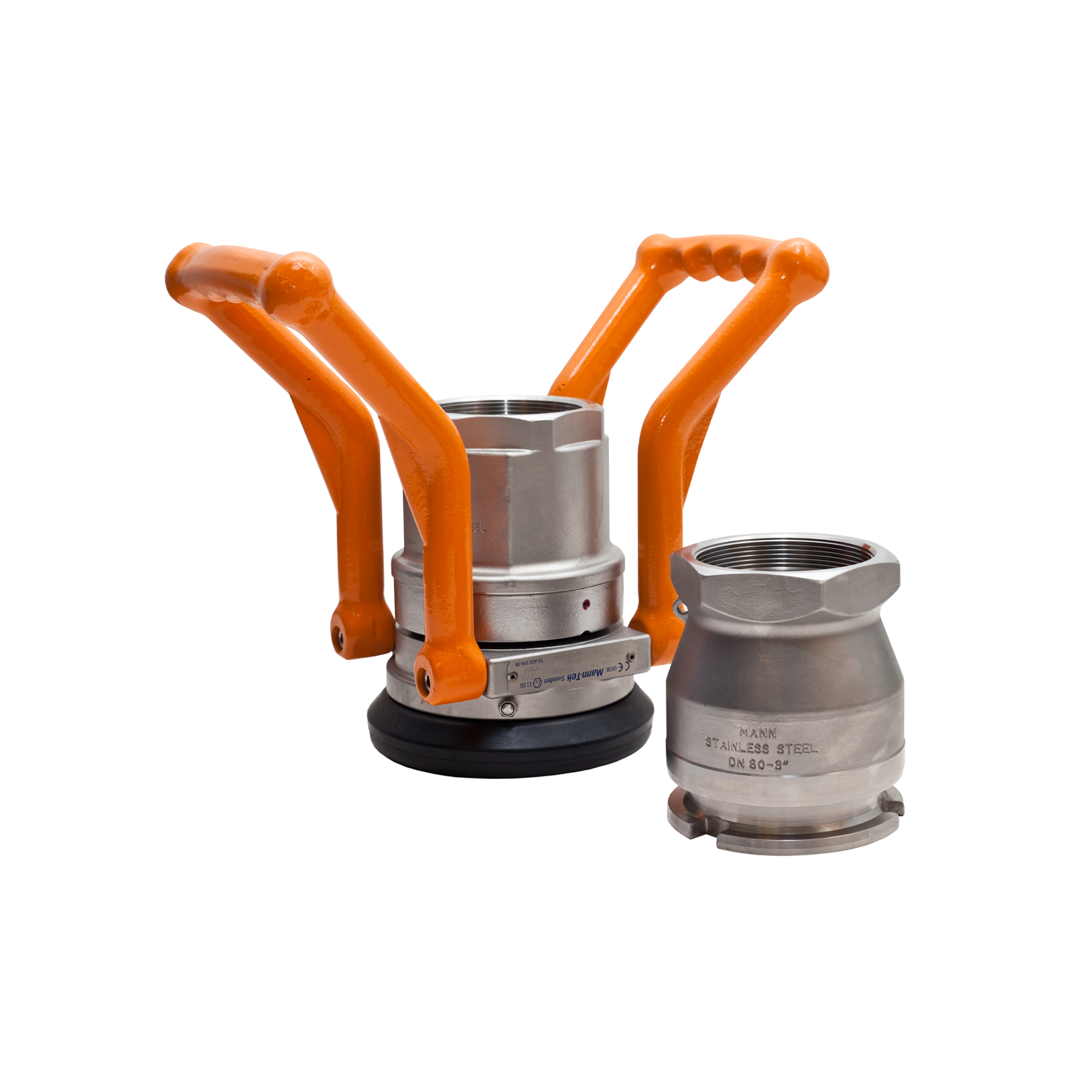 A dry coupling with orange handle