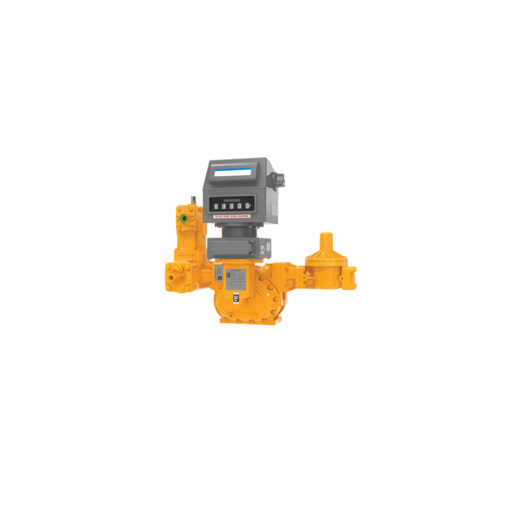 Image of Positive Displacement Meter with yellow body and gray display