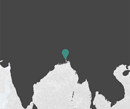 En grafisk fremstilling af et kort med en markering på Bangladesh
