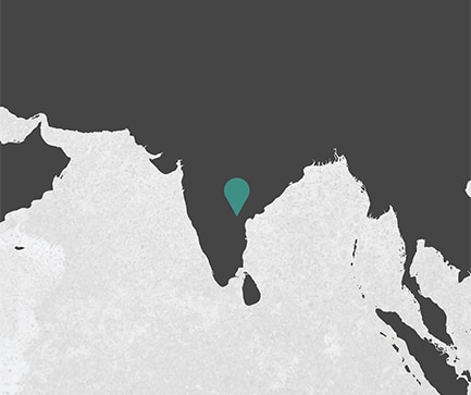 En grafisk fremstilling af et kort med en markering på Indien