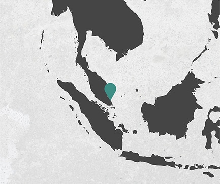 En grafisk fremstilling af et kort med en markering på Malaysia