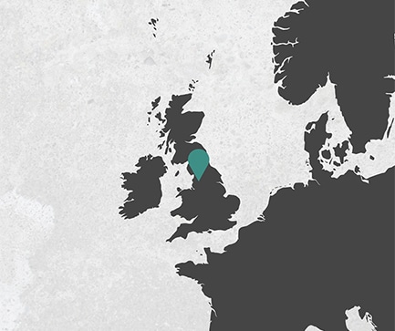 En grafisk fremstilling af et kort med en markering på Storbritannien