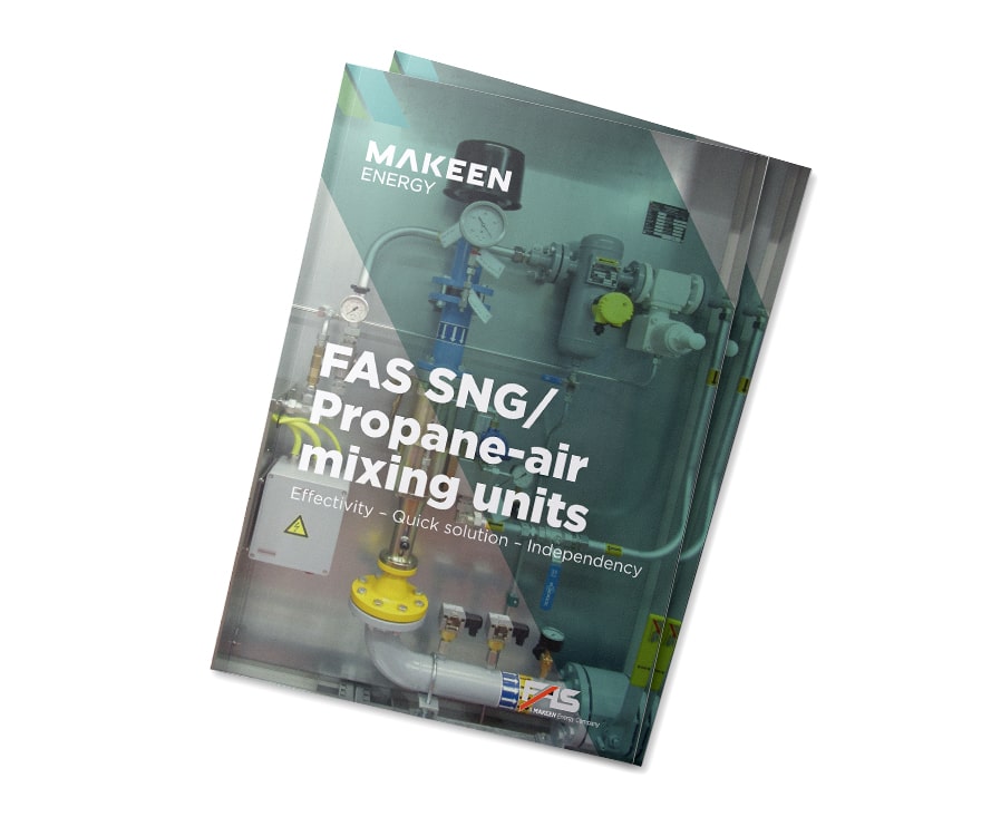 Et billede af en brochure om FAS SNG/propan-luft-blandingsanlæg