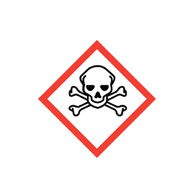 A warning icon with a skull