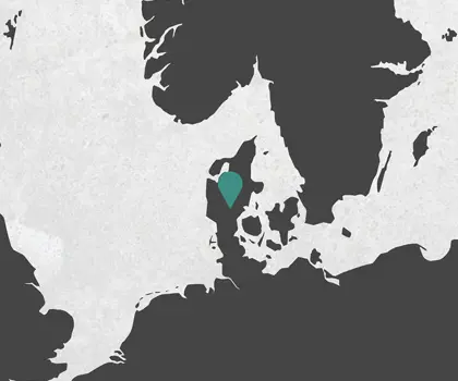 Et kort, der viser en markering i Danmark