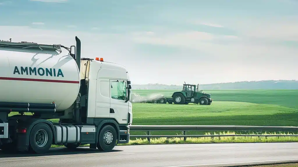 A photo of a truck with an NH3 tank